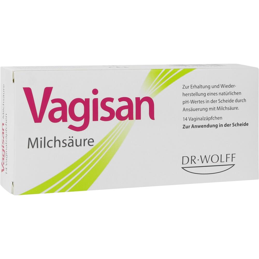 Eine Packung Vagisan Milchsäure für die vaginale Anwendung.