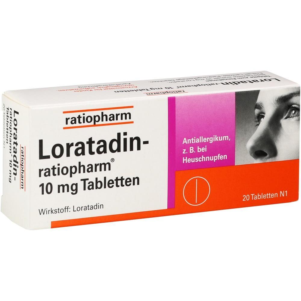 Verpackung von Loratadin-Tabletten, ein Antiallergikum gegen Heuschnupfen.