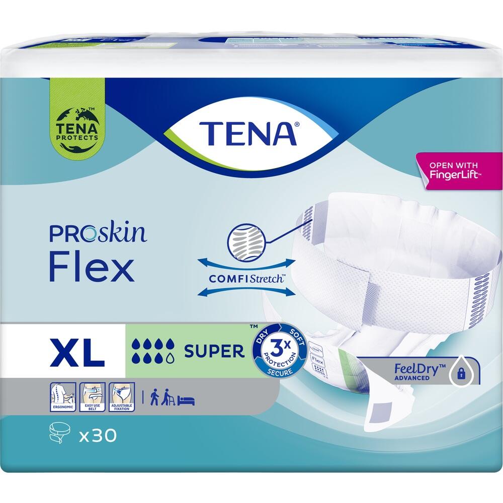 Verpackung von TENA ProSkin Flex Windeln in Größe XL.
