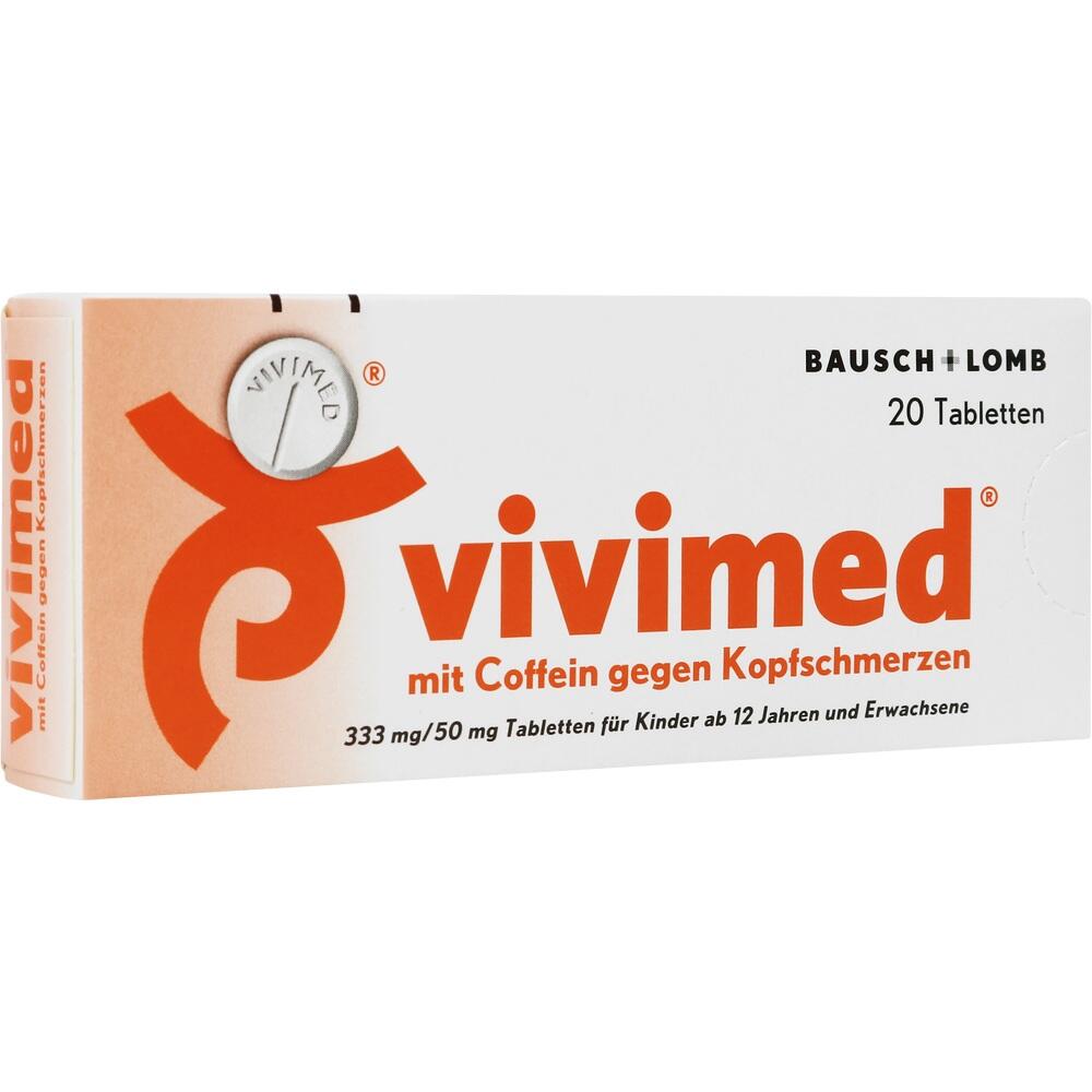 Eine Packung Vivimed mit 20 Tabletten gegen Kopfschmerzen.