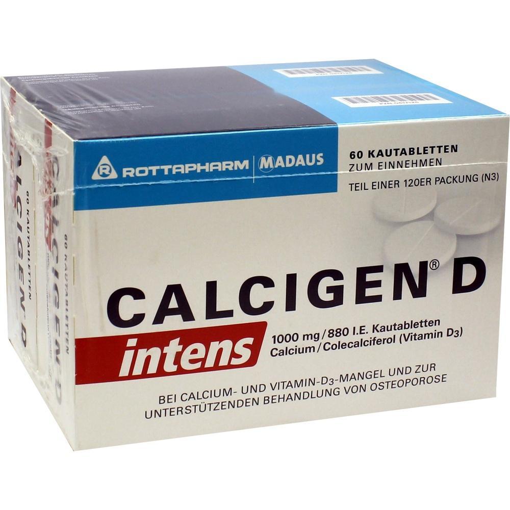 Eine Verpackung von Calcigen D Kautabletten mit Calcium und Vitamin D3.