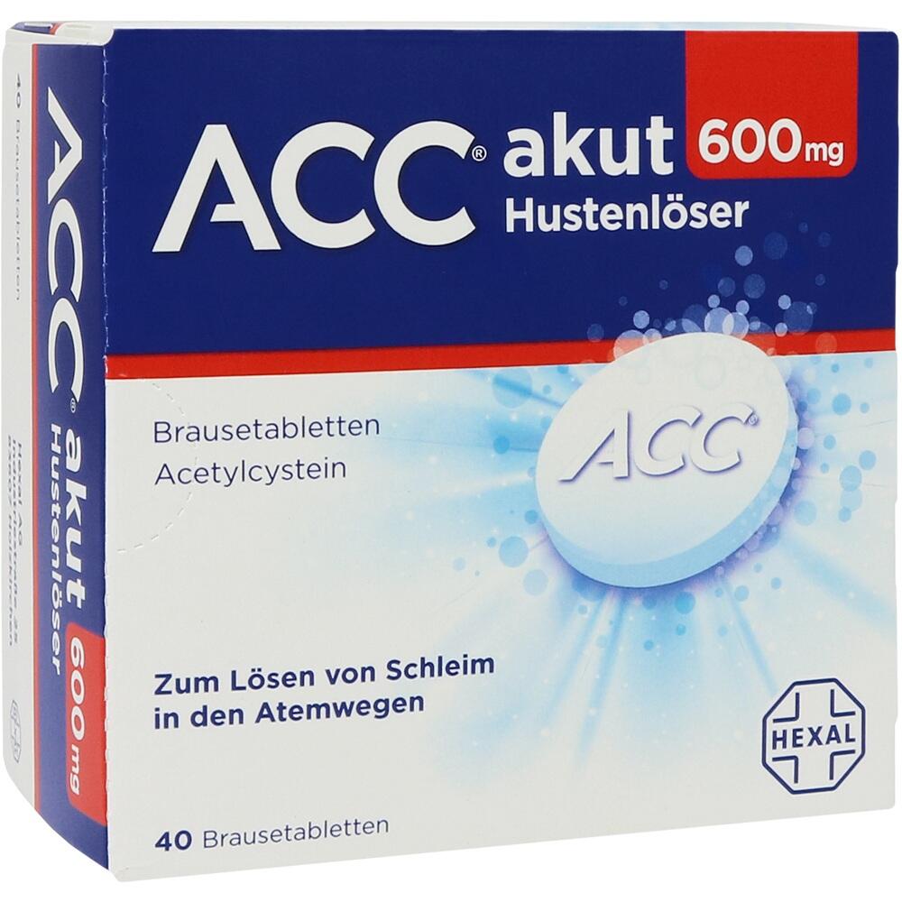 Verpackung von 40 Brausetabletten ACC akut 600 mg für Schleimlösung in den Atemwegen.