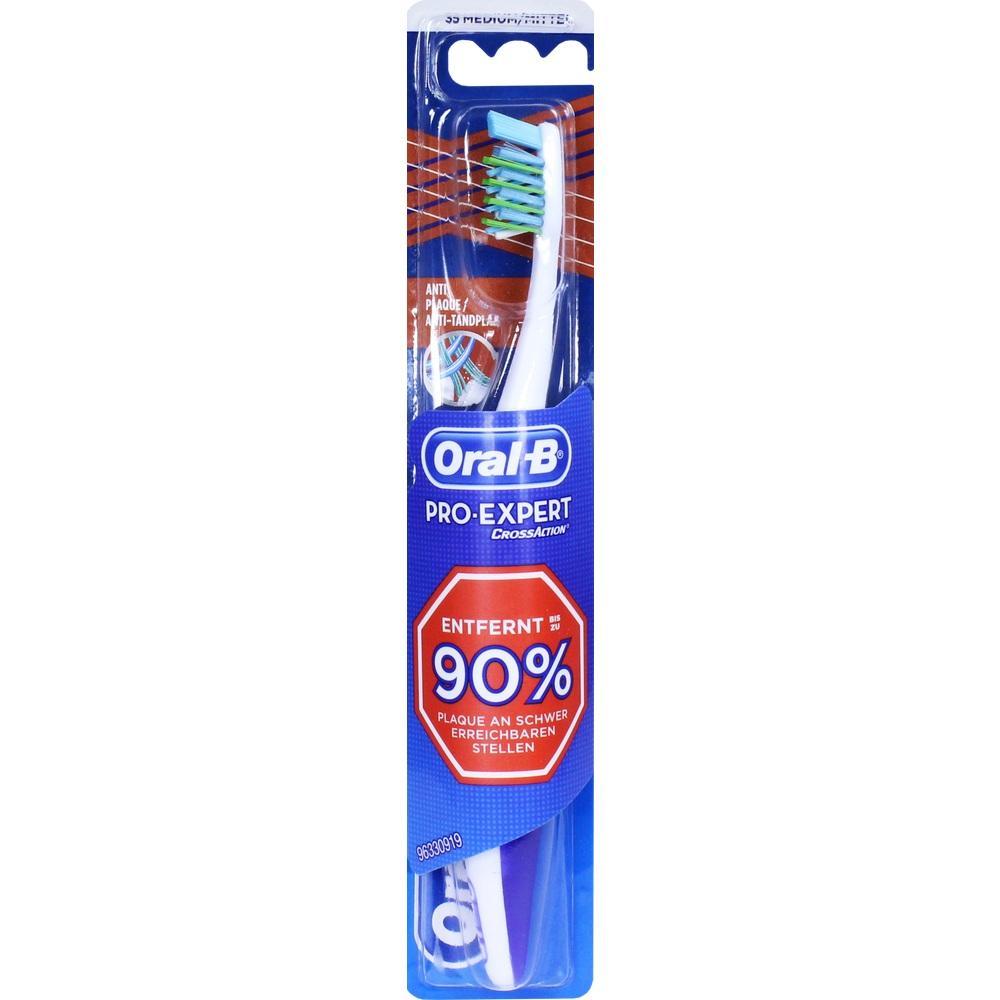 Eine Zahnbürste in einer blauen Verpackung mit dem Logo Oral-B.