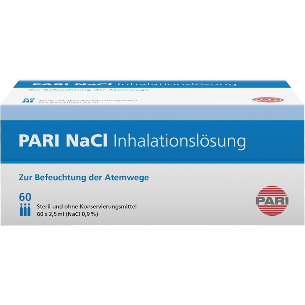 Verpackung von Pari NaCl Inhalationslösung zur Befeuchtung der Atemwege.