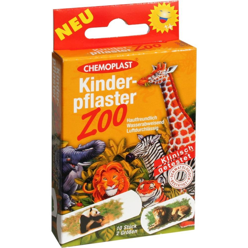 Bunte Pflaster-Packung für Kinder mit Zootieren abgebildet.