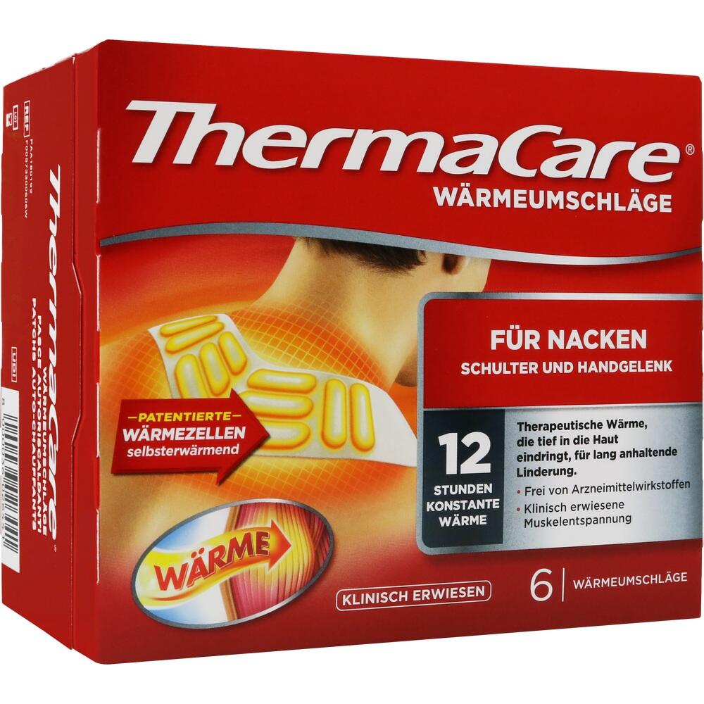 Rote Verpackung mit Wärmepflastern für Nacken, Schulter und Handgelenk.