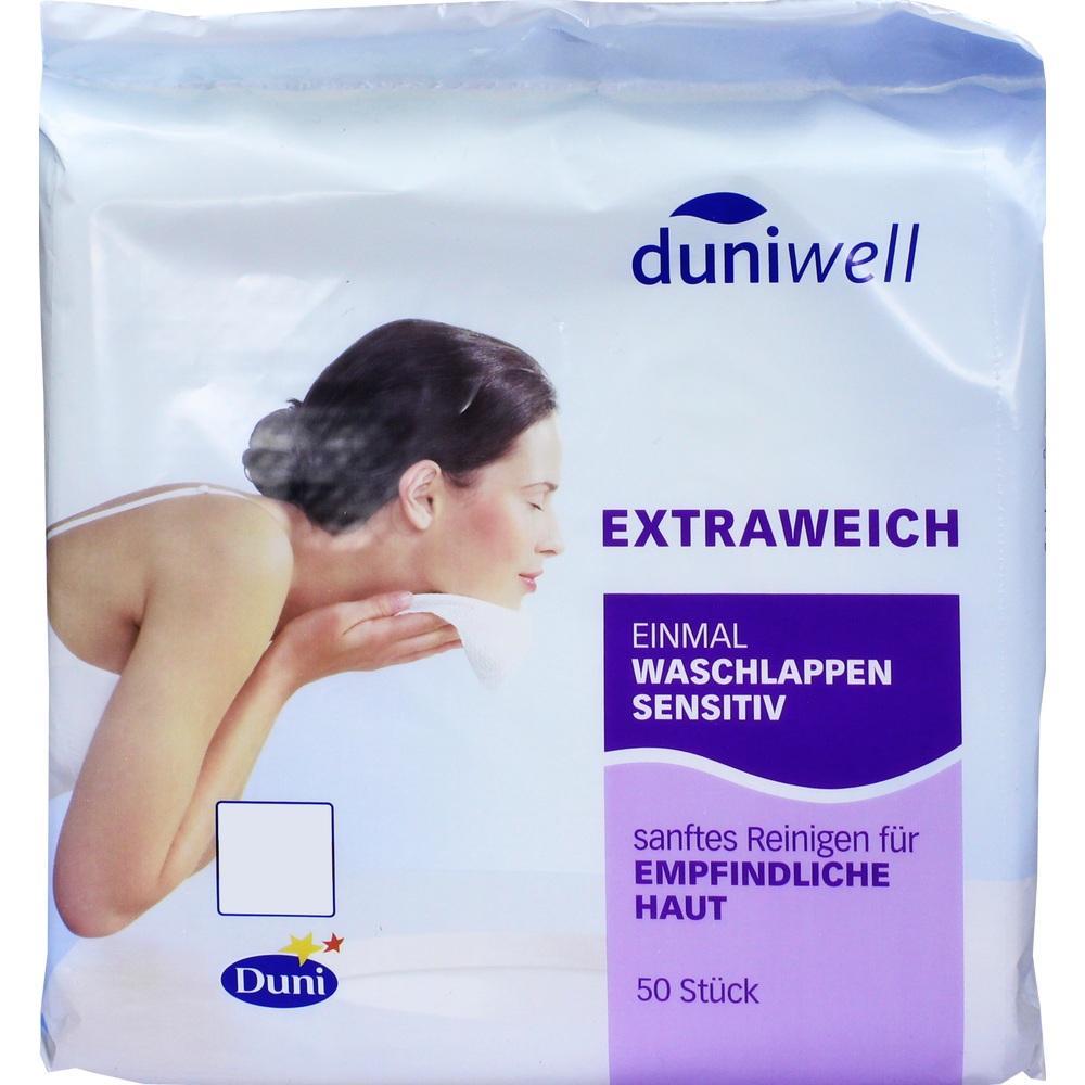 Verpackung von sanften Einmal-Waschlappen für empfindliche Haut.