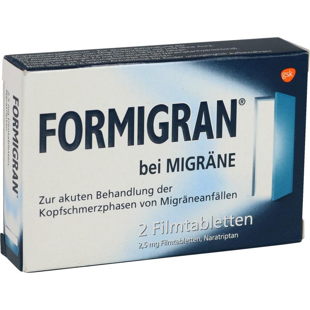 Eine Schachtel Tabletten zur Behandlung von Migräne.