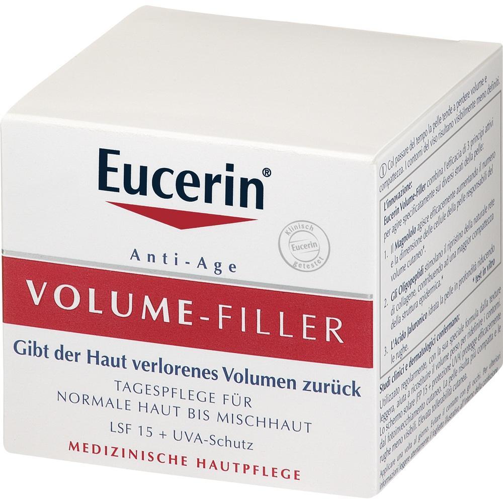 Eine Eucerin-Volume-Filler-Creme-Box für Anti-Age-Hautpflege.