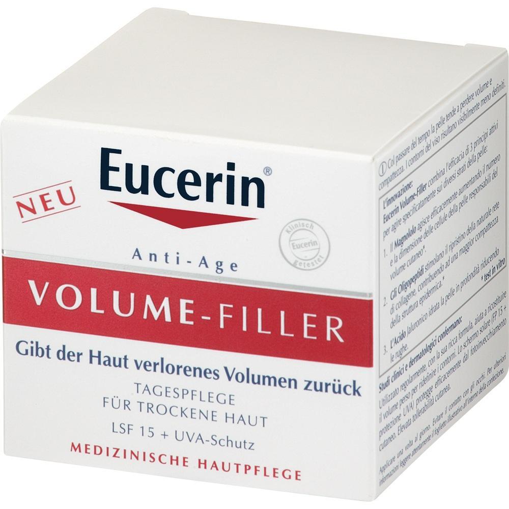 Eine Eucerin Anti-Age Creme-Box mit LSF 15 für trockene Haut.