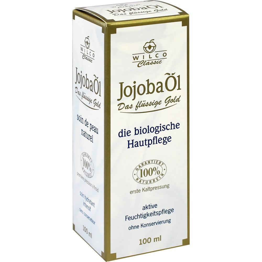 Eine Verpackung mit der Aufschrift "JojobaÖl, die biologische Hautpflege".