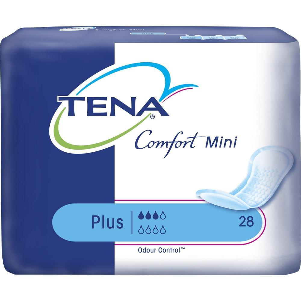 Die Verpackung zeigt TENA Comfort Mini Binden für Frauen.