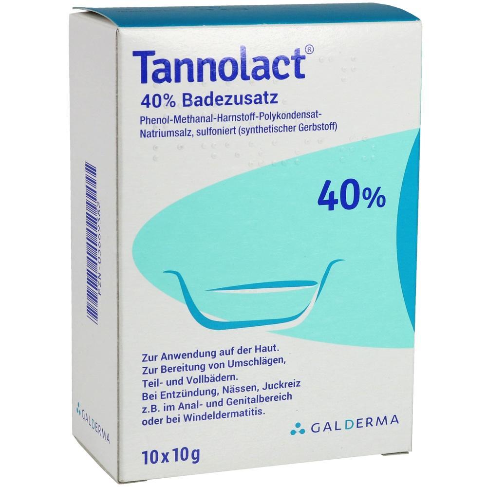 Eine Verpackung von Tannolact 40% Badezusatz von Galderma.