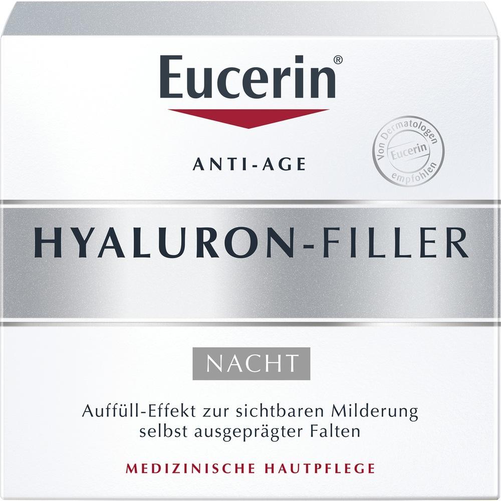 Die Verpackung zeigt eine Eucerin Anti-Age Hyaluron-Filler Nachtcreme.