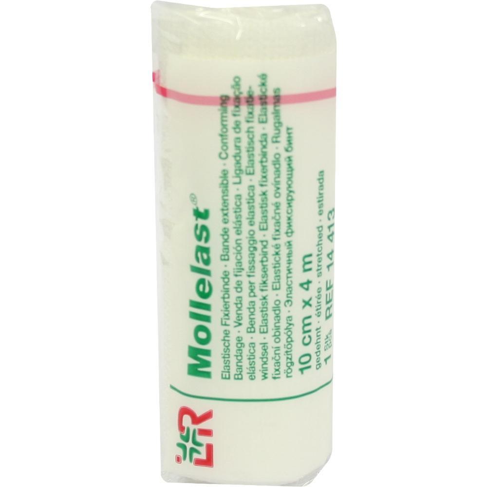 Eine weiß verpackte elastische Bandage mit grünem Text.