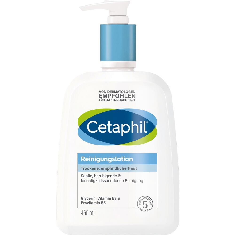 Eine Flasche Cetaphil Reinigungs-Lotion für empfindliche Haut.