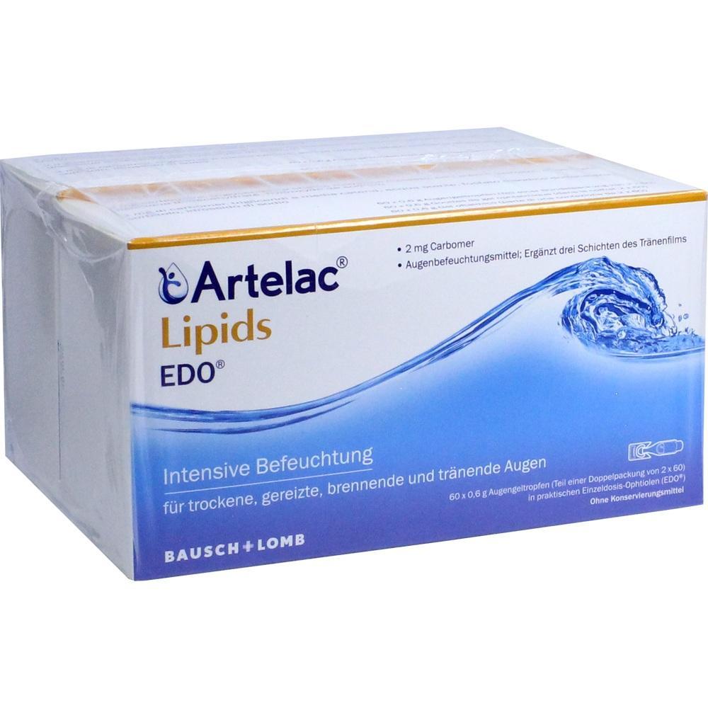 Eine Verpackung von Augentropfen mit der Aufschrift "Artelac Lipids EDO".