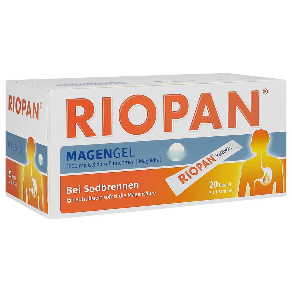 Eine Packung Riopan Magengel gegen Sodbrennen.