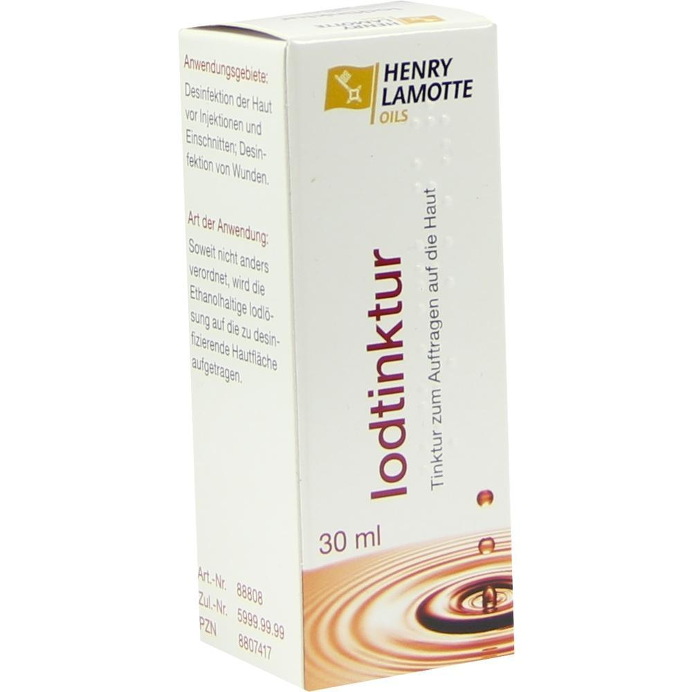 Kartonverpackung von Iodtinktur, geeignet zur Hautdesinfektion.