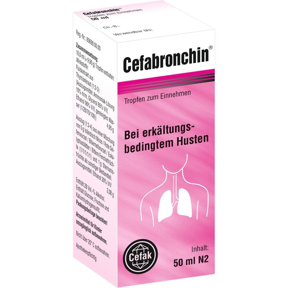 Pinkfarbene Hustenmedizin-Packung mit weißem Lungen-Symbol.