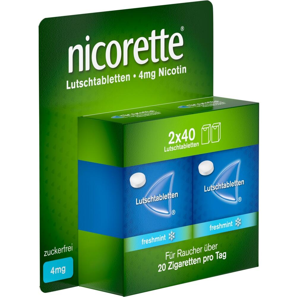 Grüne Packung mit Nicorette Lutschtabletten zur Raucherentwöhnung.