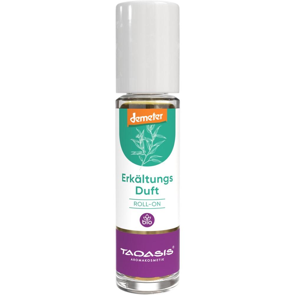 Ein Aroma-Roll-On mit Erkältungsduft und Bio-Label.