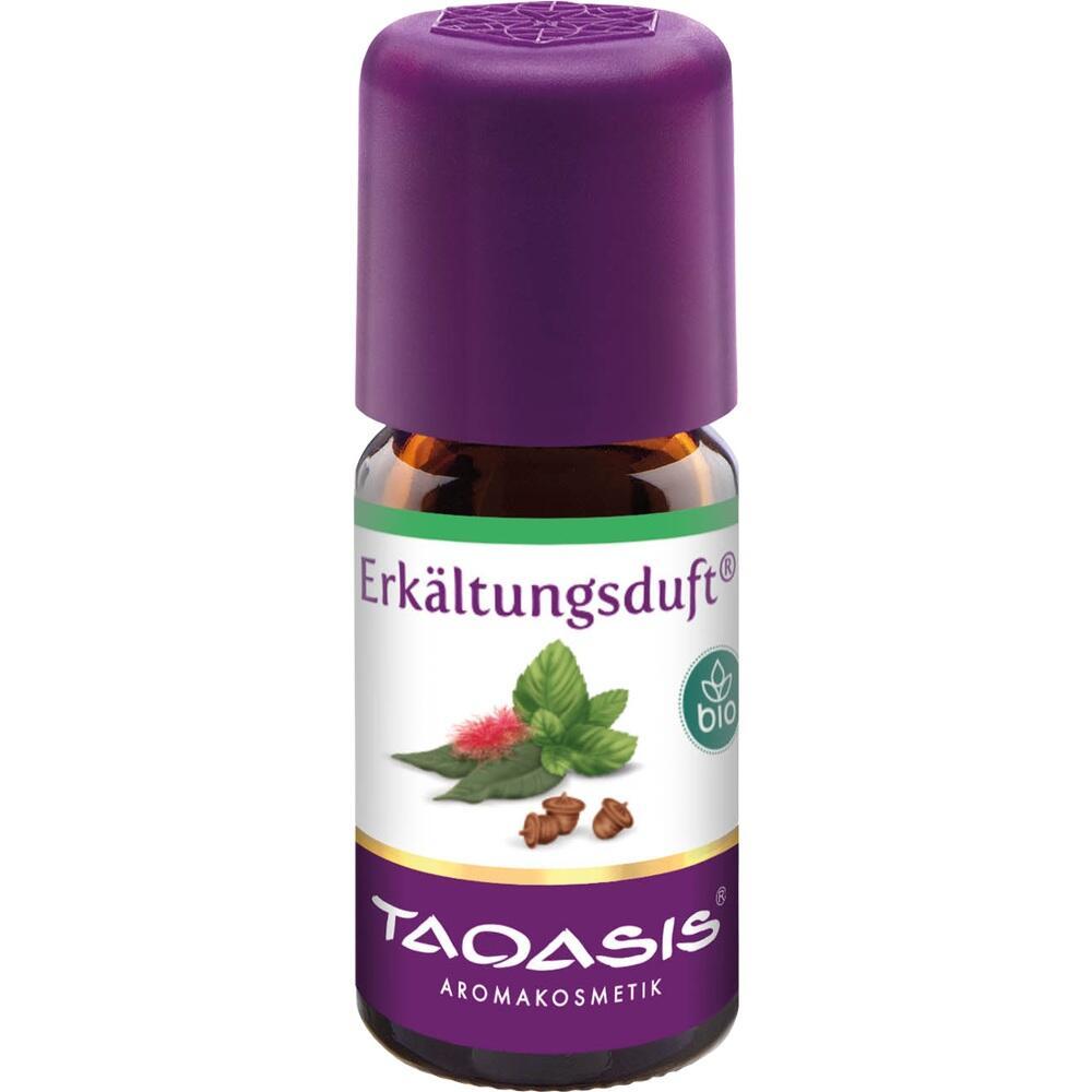 Kleines Fläschchen mit lila Deckel und der Aufschrift "Erkältungsduft".