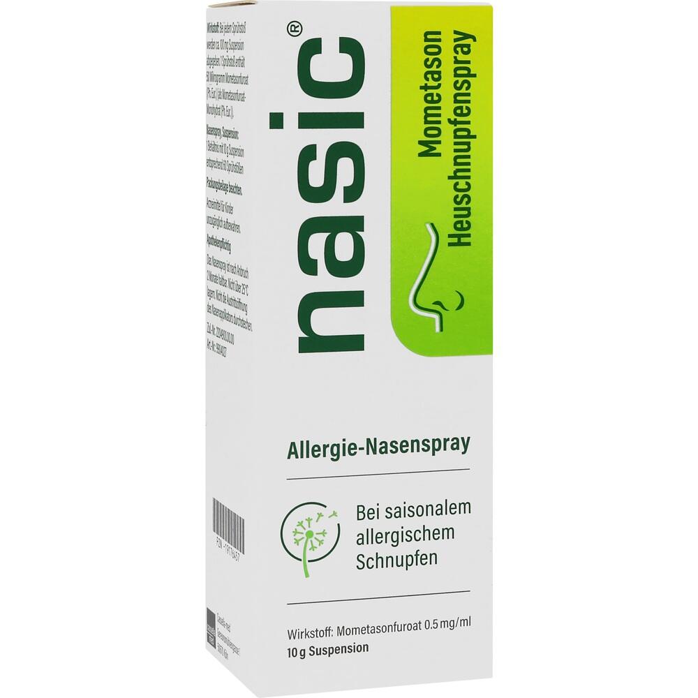 Eine Schachtel mit Allergie-Nasenspray für Heuschnupfen.